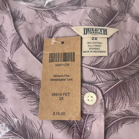 Duluth Trading Shirt Womens 2X Purple Wrinklefighter Tunic Top Blouse‎ - Picture 5 of 7